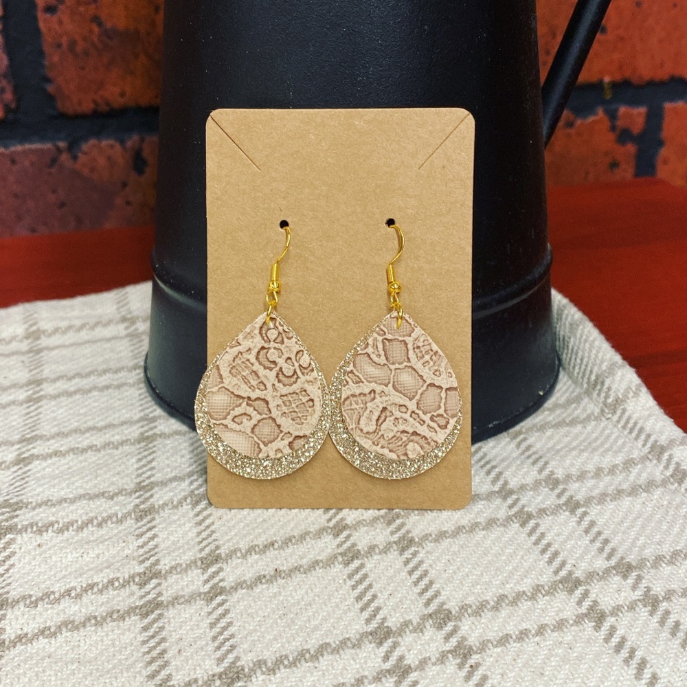 Lace and glitter earrings